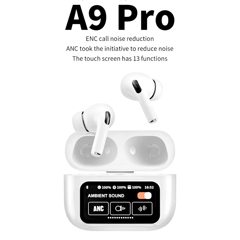 A9 Pro Wireless Earbuds with ENC & Smart Touch Screen